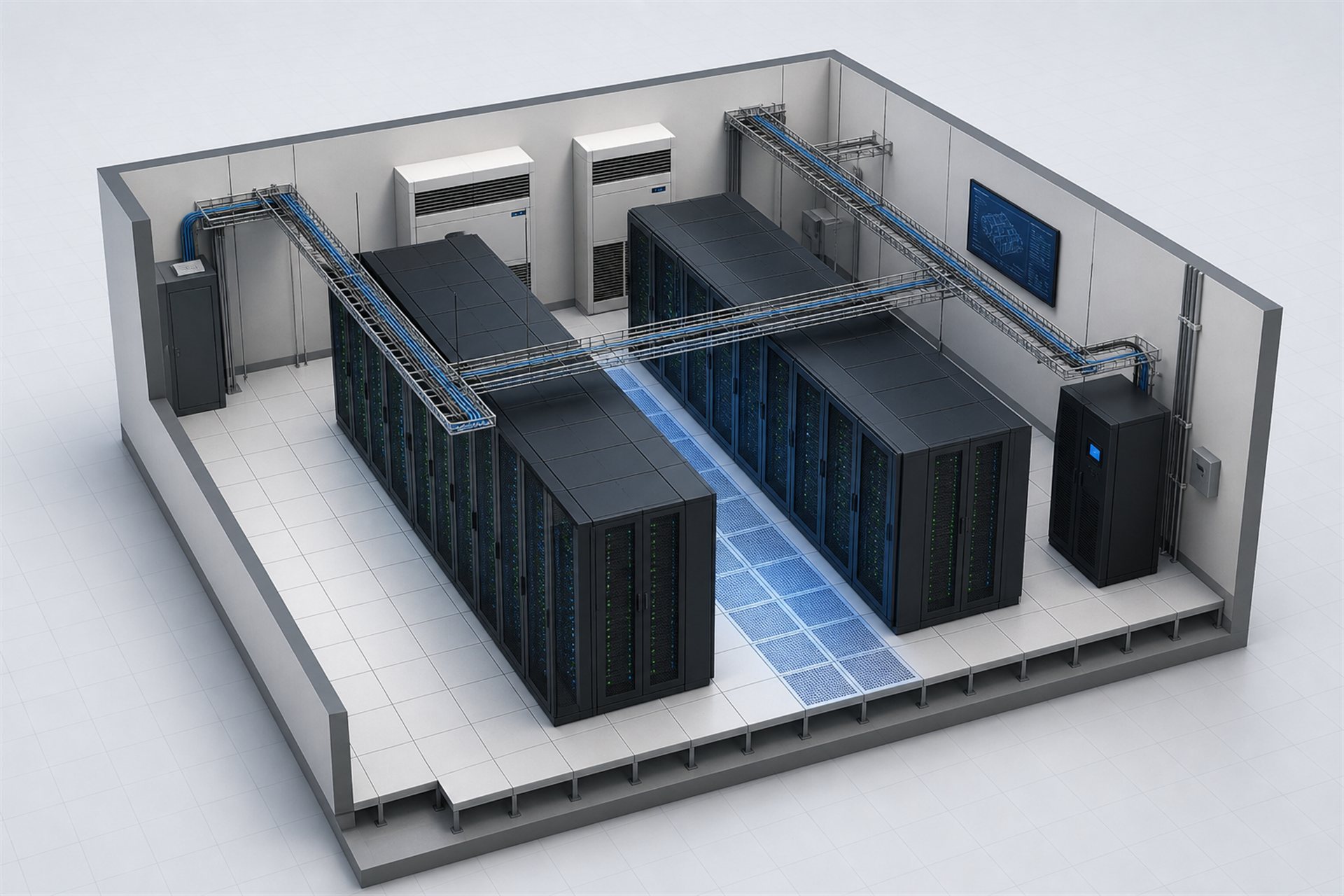 Visualisasi ruang Data Center 3D